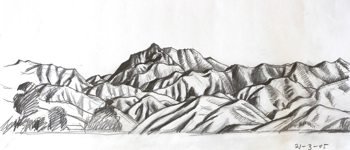 From Buckland Gorge, pencil on paper, Michael Smither 2005