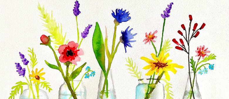 Wellington Watercolour and Wine Night - Wild Flowers In Vase
