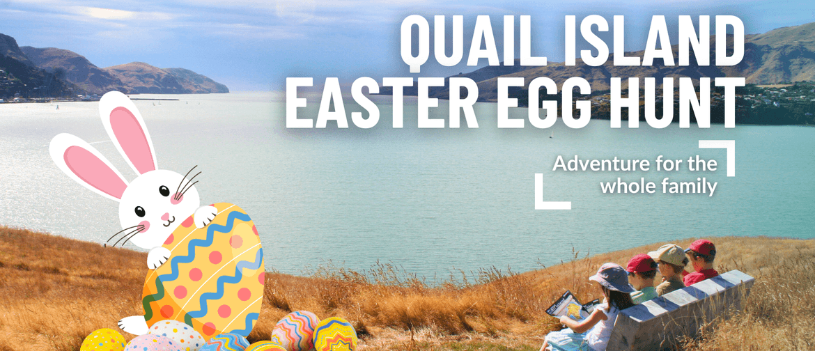 Quail Island with Easter bunny and eggs