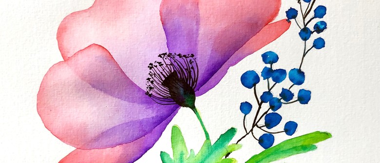 Watercolour and Wine Night in Cambridge - Botanical Flowers