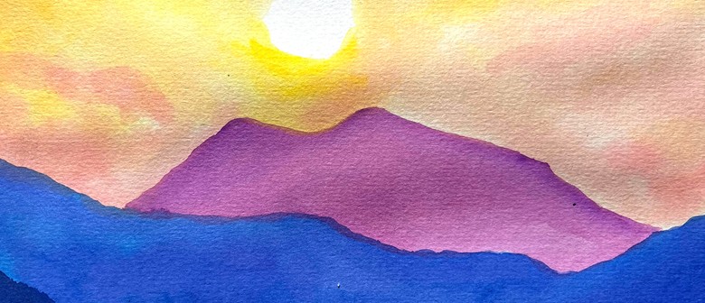 Watercolour & Wine Night in Auckland - Sunset Over The Hills