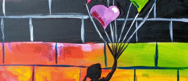 Paint and Wine Night in Tauranga - Banksy Heart Balloons