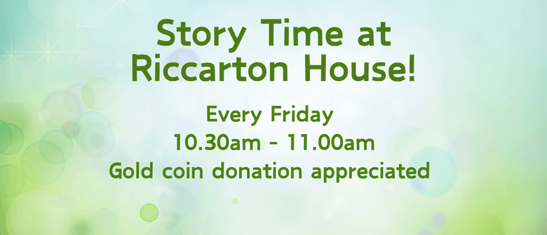 A poster for storytime at Riccarton House 