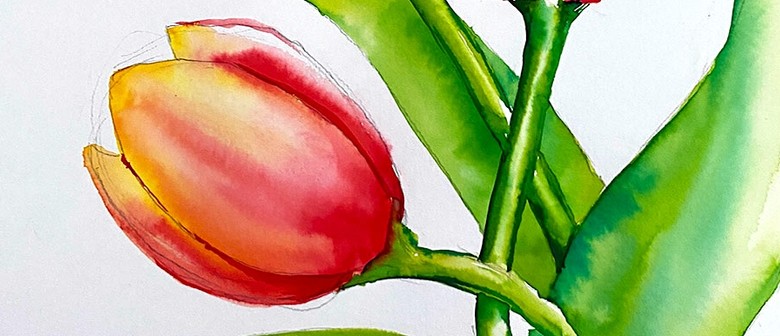 Paint and Wine Night in Wellington - Watercolour Tulips