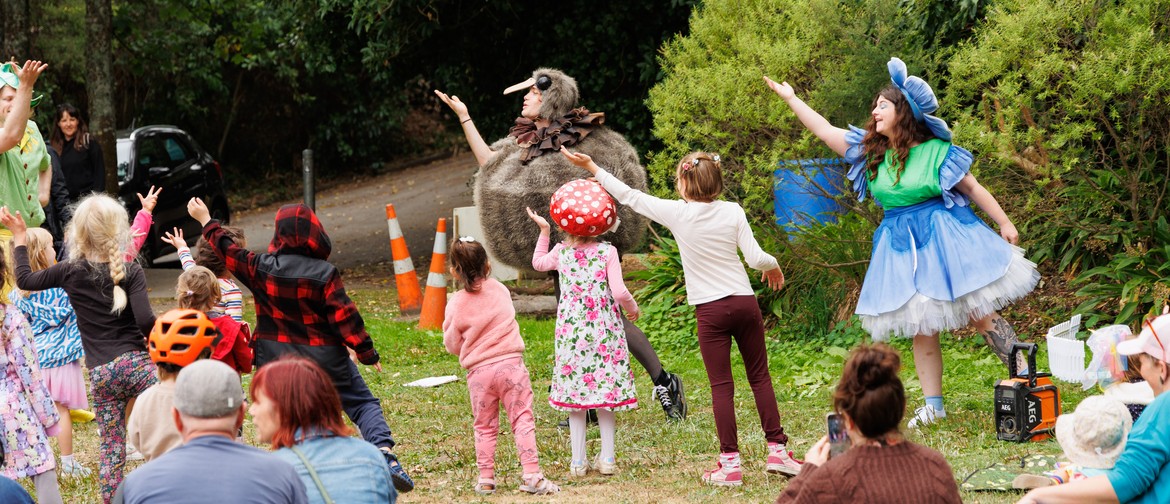 Bees, Trees, and Me! Children dancing along with people in bird costumes