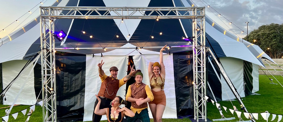 Cabaret of Whispers The Circus Susurrus crew in front of a big top circus tent