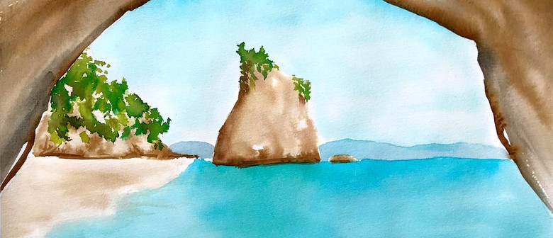 Watercolour and Wine Night - Watercolour Cathedral Cove
