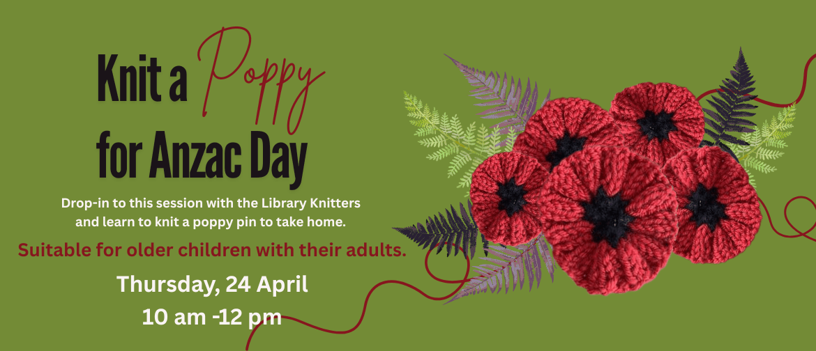 ANZAC Poppy Pins with the Library Knitters