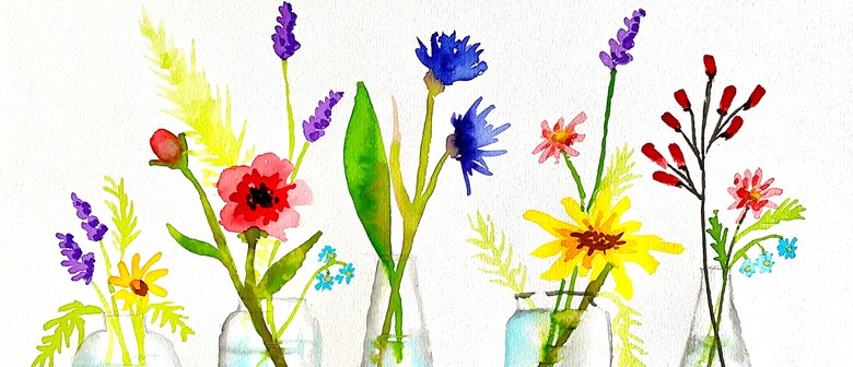 Watercolour and Wine Night - Wildflowers in Vases