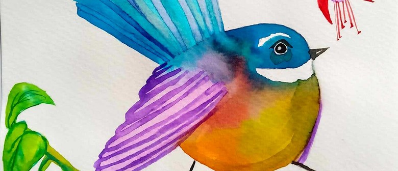 Watercolour and Wine Night - Watercolour Piwakawaka