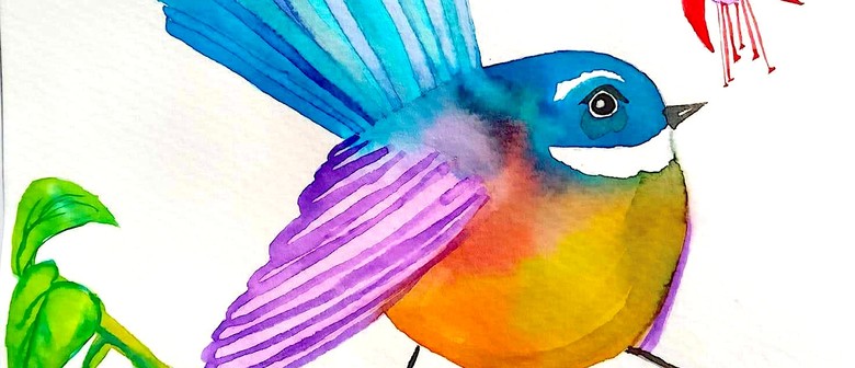 Watercolour and Wine Night - Watercolour Piwakawaka