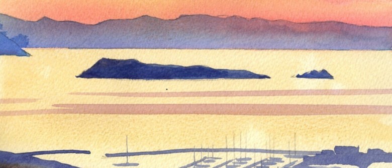 Youth Beginner Watercolour Class - Harbour Sunset from Wainui Hill