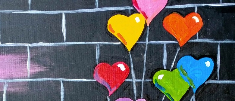 Paint and Wine Night - Banksy Heart Balloons