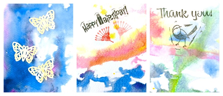 Create Your Own Art Cards - Fun With Watercolours Stamps & Shape Punch