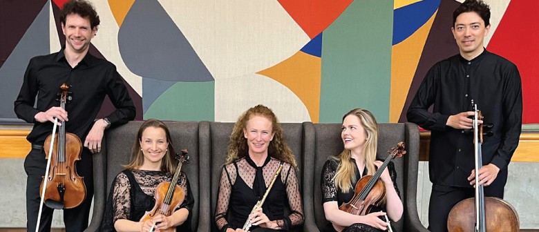 Flautist Bridget Douglas with Elouan String Quartet