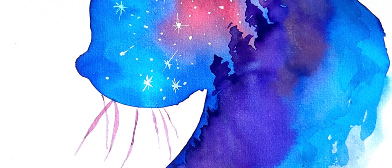 Watercolour Paint and Wine Night in Waikanae - Midnight Kitty