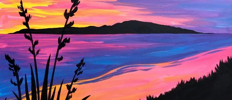 Paint and Wine Night in Wellington - Sunset at the Beach
