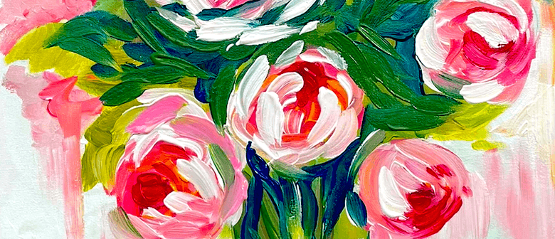 Paint and Wine Night in Rotorua - Peony Bouquet