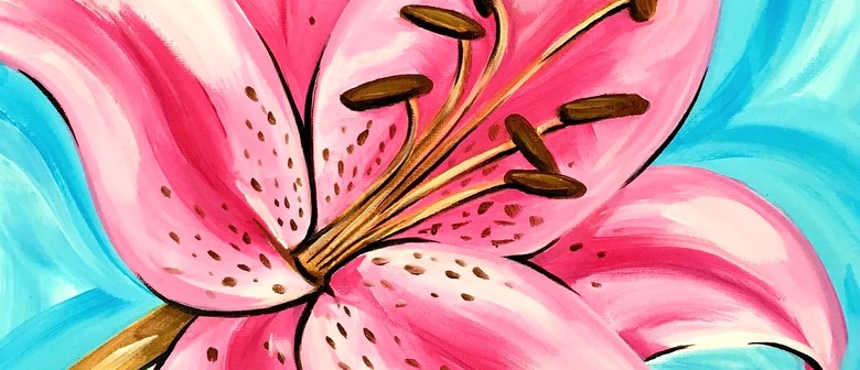 Paint and Wine Night in Dunedin - Pink Petals and Blue Skies