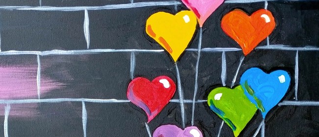 Paint and Wine Night - Banksy Heart Balloons
