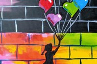 Paint and Wine Night - Banksy Heart Balloons