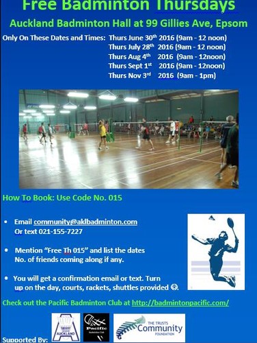 badminton 2016 dates