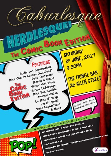 caburlesque nerdlesque the comic book edition wellington eventfinda nerdlesque flyer